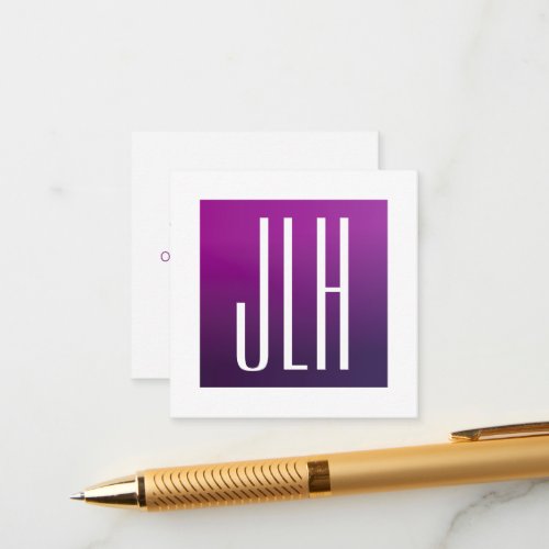 Purple Ombre  White Initials or other Text Enclosure Card