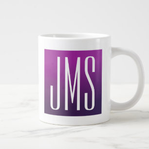 Purple Ombre & White Initials or other Text Giant Coffee Mug