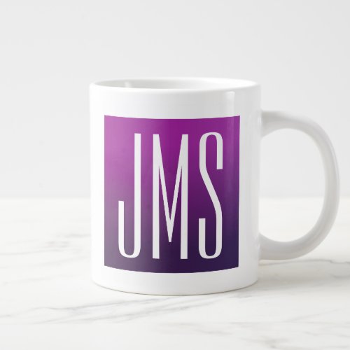 Purple Ombre  White Initials or other Text Giant Coffee Mug