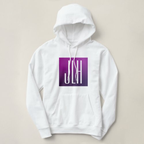 Purple Ombre  White Initials or other Text Hoodie