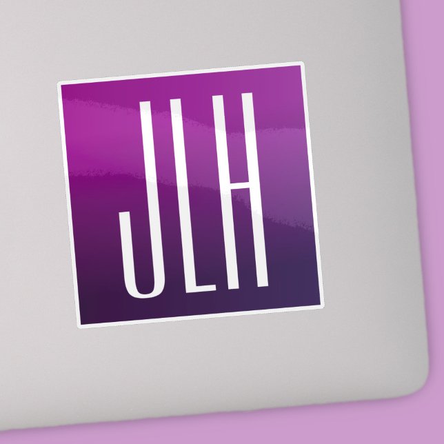 Purple Ombre & White Initials or other Text Sticker (Creator Uploaded)
