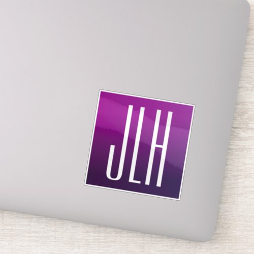 Purple Ombre  White Initials or other Text Sticker