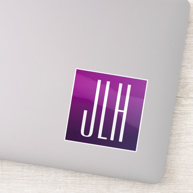 Purple Ombre & White Initials or other Text Sticker (Detail)