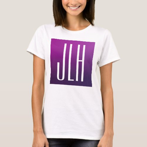 Purple Ombre  White Initials or other Text T_Shirt