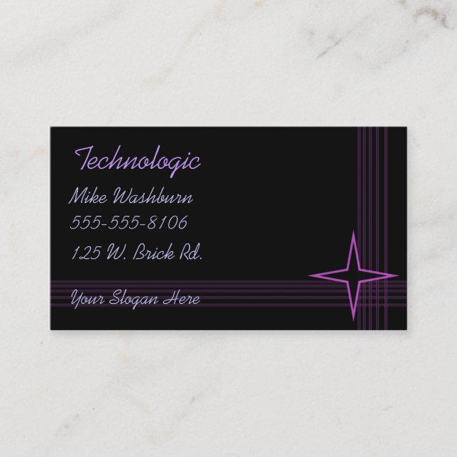 Purple on Black Business Card (Front)