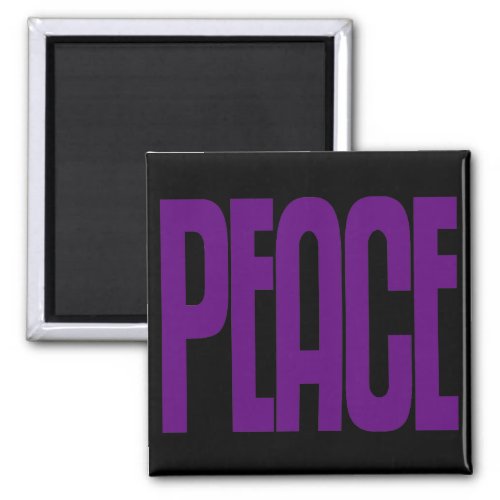 Purple on Black Peace Magnet Text Design Magnet