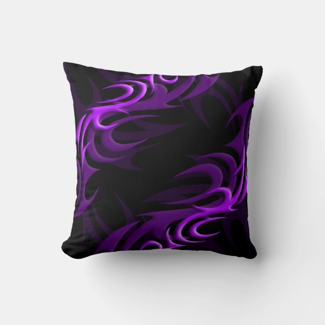 Purple on Black "Smoke" Pillow (Front)