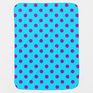 Purple On Blue Polka Dots Pattern Design Baby Blanket