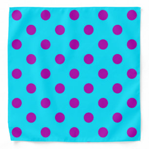 Purple On Blue Polka Dots Pattern Design Bandana
