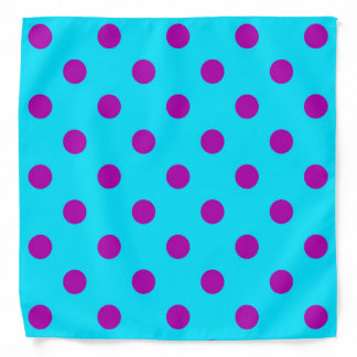 Purple On Blue Polka Dots Pattern Design Bandana