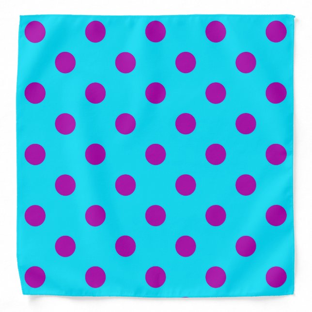 Purple On Blue Polka Dots Pattern Design Bandana (Front)