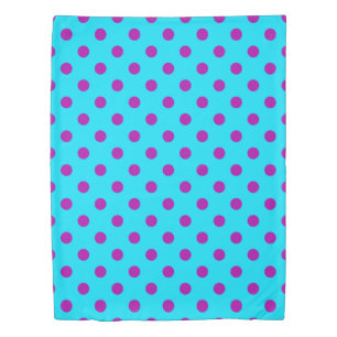 Purple On Blue Polka Dots Pattern Design Duvet Cover