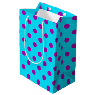 Purple On Blue Polka Dots Pattern Design Medium Gift Bag