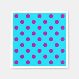 Purple On Blue Polka Dots Pattern Design Napkins