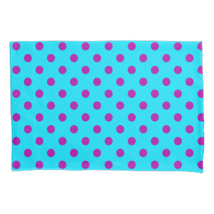 Purple On Blue Polka Dots Pattern Design Pillow Case