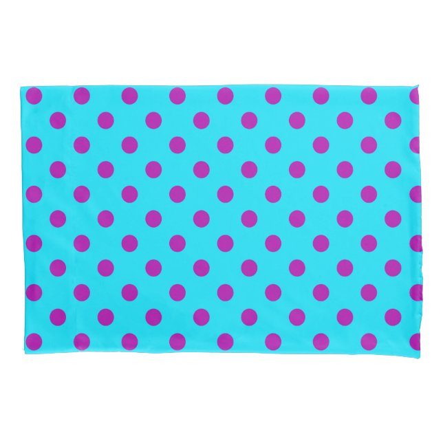 Purple On Blue Polka Dots Pattern Design Pillow Case (Front)