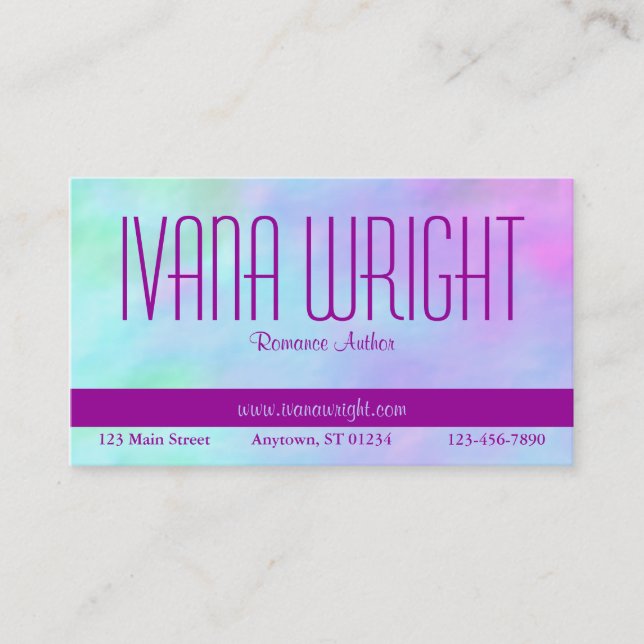 Purple on Blues Author Business Card (Front)