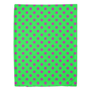 Purple On Green Polka Dots Pattern Design  Duvet Cover