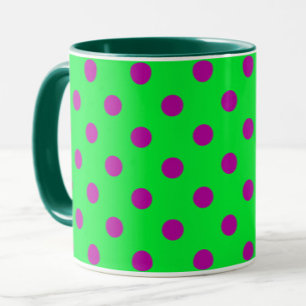 Purple On Green Polka Dots Pattern Design Mug