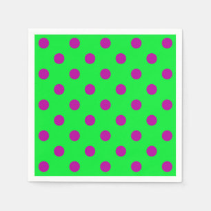 Purple On Green Polka Dots Pattern Design Napkins