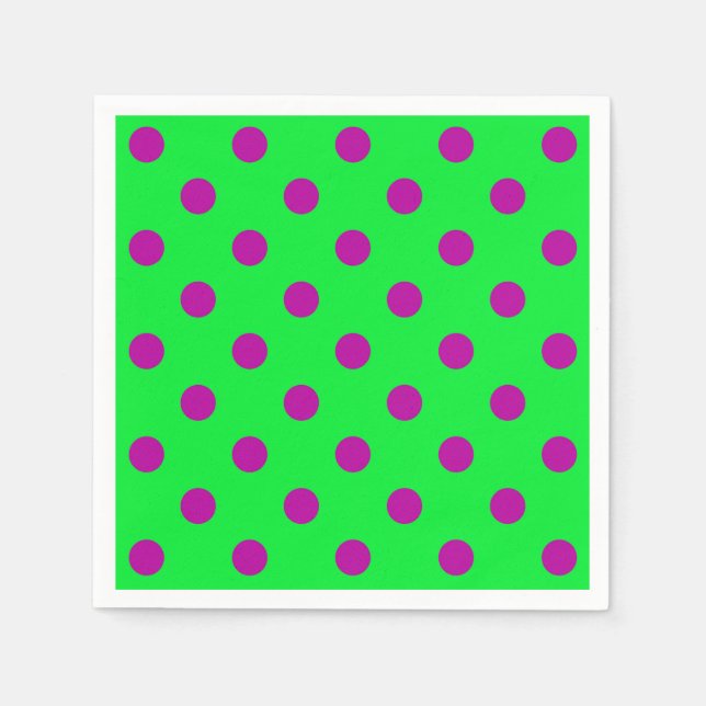 Purple On Green Polka Dots Pattern Design  Napkins (Front)