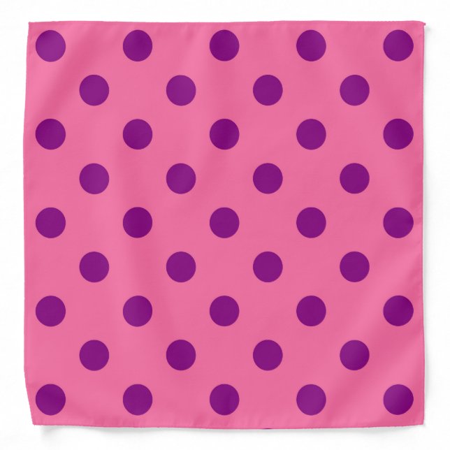 Purple On Pink Polka Dots Pattern Design Bandana (Front)