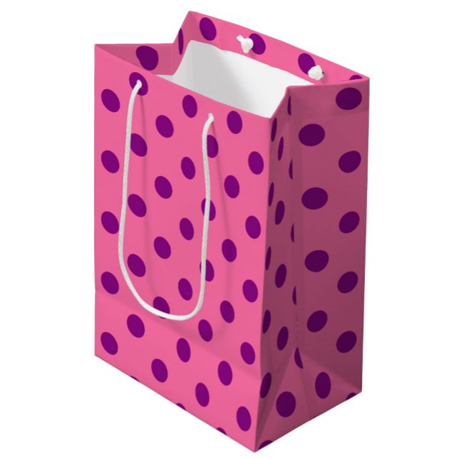 Purple On Pink Polka Dots Pattern Design Medium Gift Bag (Creator Uploaded)