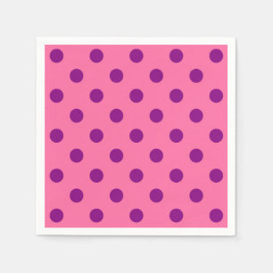 Purple On Pink Polka Dots Pattern Design Napkins