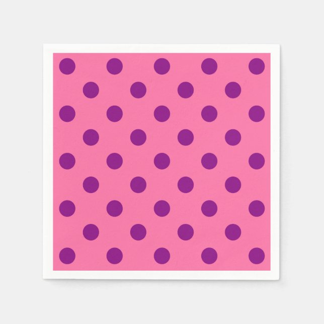 Purple On Pink Polka Dots Pattern Design Napkins (Front)