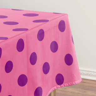 Purple On Pink Polka Dots Pattern Design Tablecloth