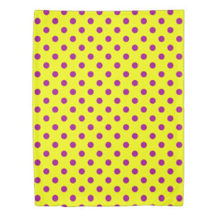 Purple On Yellow Polka Dots Pattern Design Duvet Cover