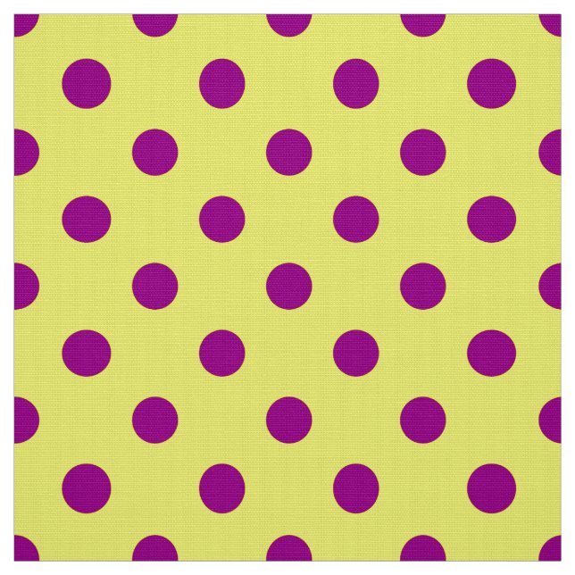 Purple On Yellow Polka Dots Pattern Design  Fabric (Swatch)