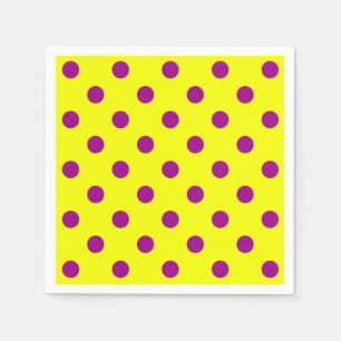 Purple On Yellow Polka Dots Pattern Design Napkins