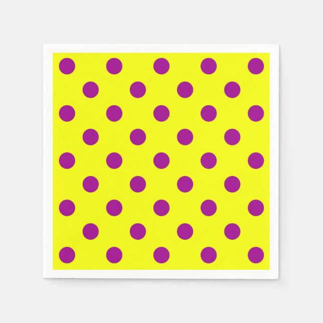 Purple On Yellow Polka Dots Pattern Design  Napkins (Front)