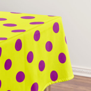 Purple On Yellow Polka Dots Pattern Design Tablecloth