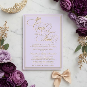 Purple Once Upon A Time Princess Baby Shower Invitation