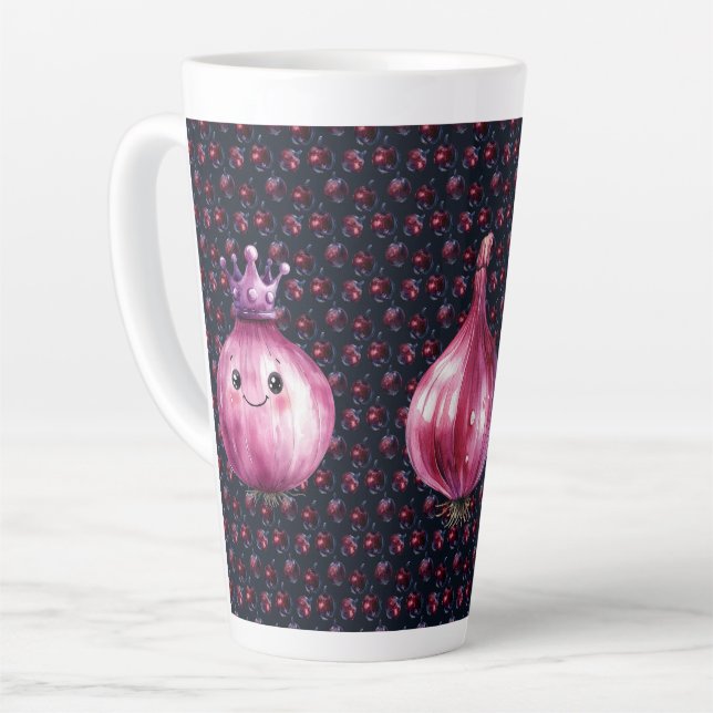 Purple Onion Queen Ceramic Large Latte Mug (Left Angle)