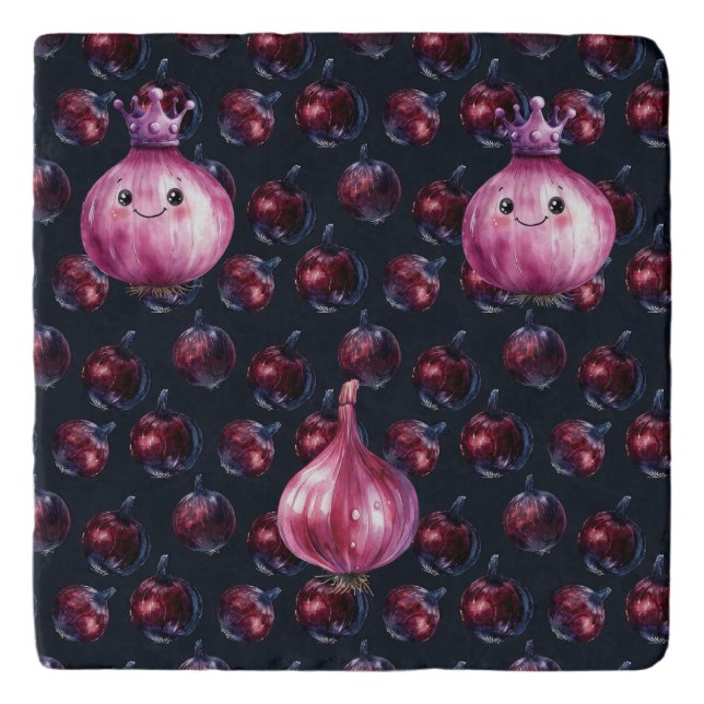  Purple Onion Queen Marble  Trivet (Front)