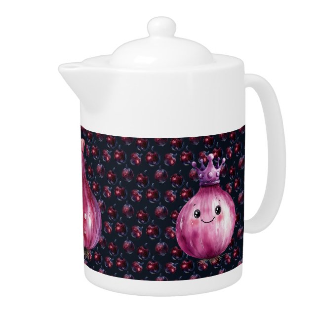 Purple Onion Queen Porcelain Teapot (Right)