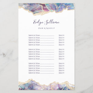 Purple opal design price list flyer