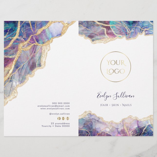 Purple opal design service menu brochure (Front)