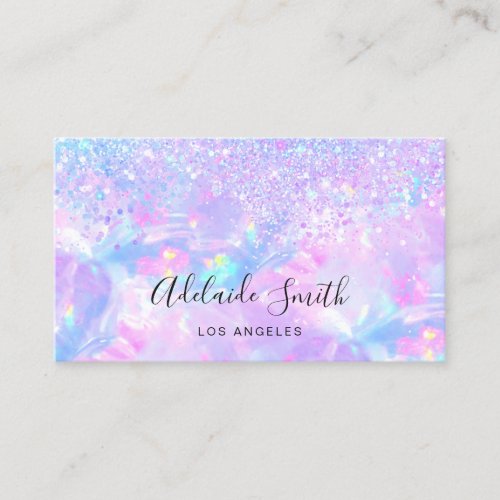  purple opal gemstone faux glitter business card