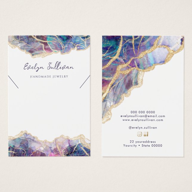 Purple opal necklace display card (Front & Back)