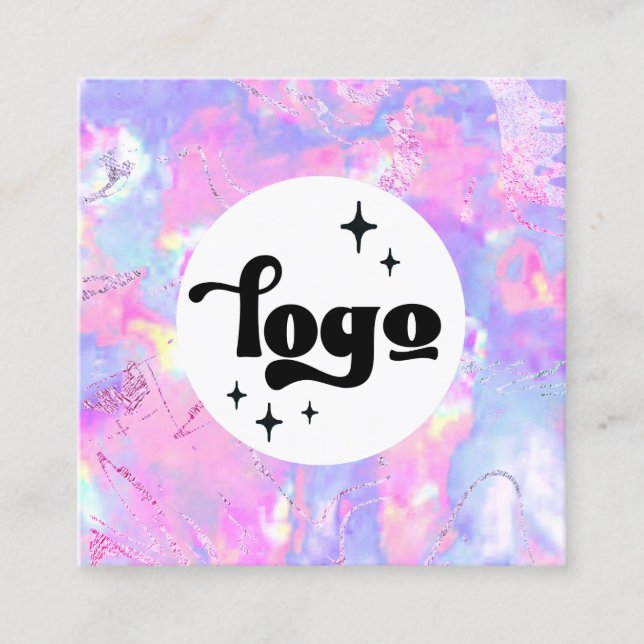 purple opal  square business card (Front)