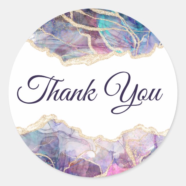 Purple Opal Thank you  Classic Round Sticker (Front)