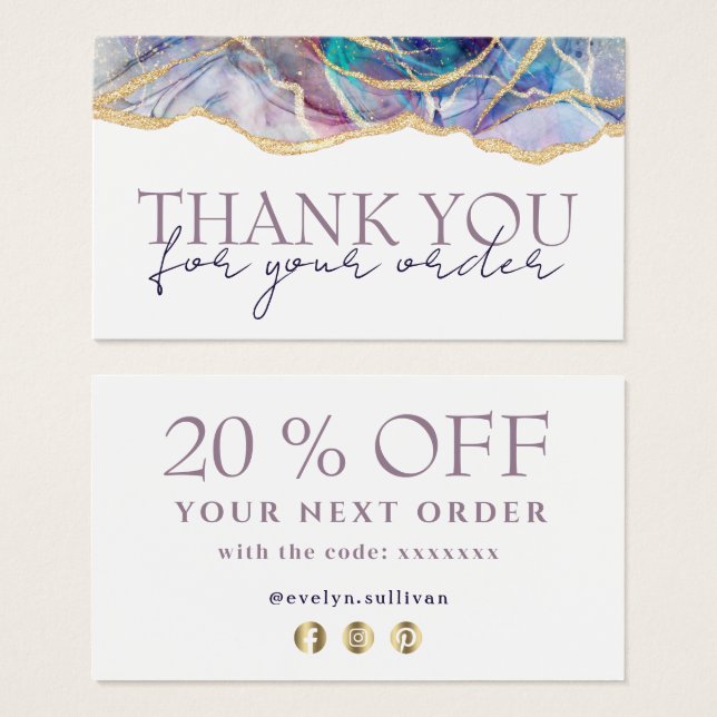 Purple opal thank you discount card (Front & Back)