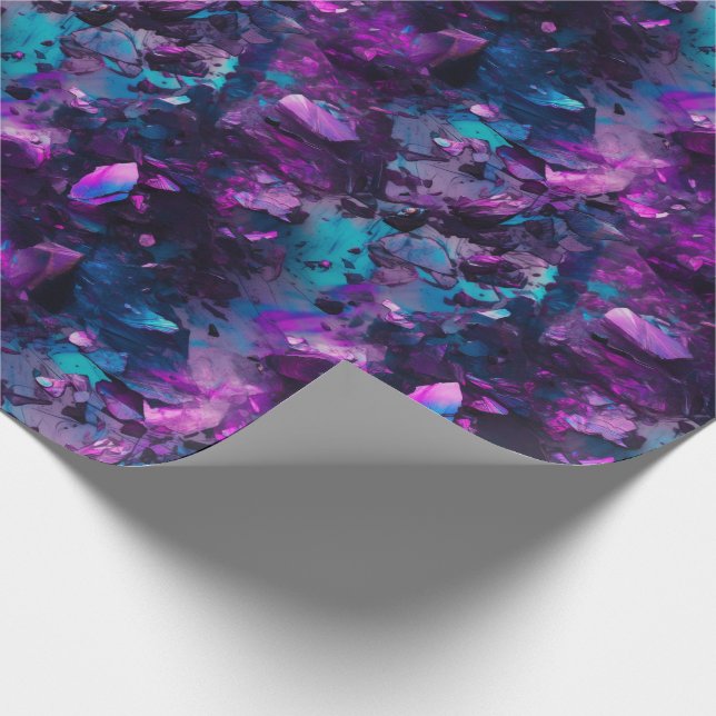 Purple Opal Water Wrapping Paper Abstract Crystals (Corner)