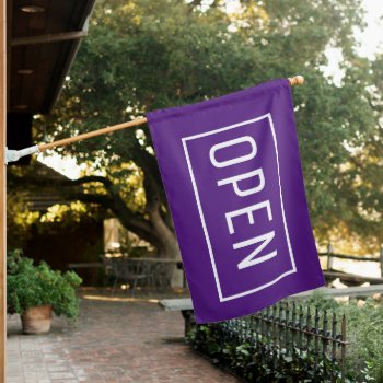 Purple Open Sign Flag by InkWorks at Zazzle