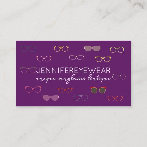 Purple Optic Eyewear Fashion Sun Glasses Business Card