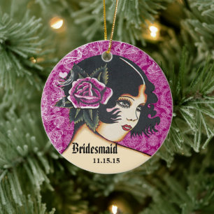 Purple or Any Color Bridesmaid Ceramic Ornament